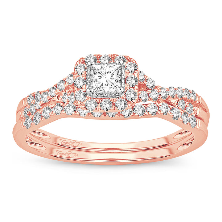 Timeless 14k Rose Gold Lab Diamond Bridal Ring