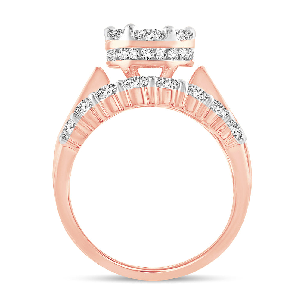 Romantic 14k Rose Gold Lab Diamond Engagement Ring 3CT