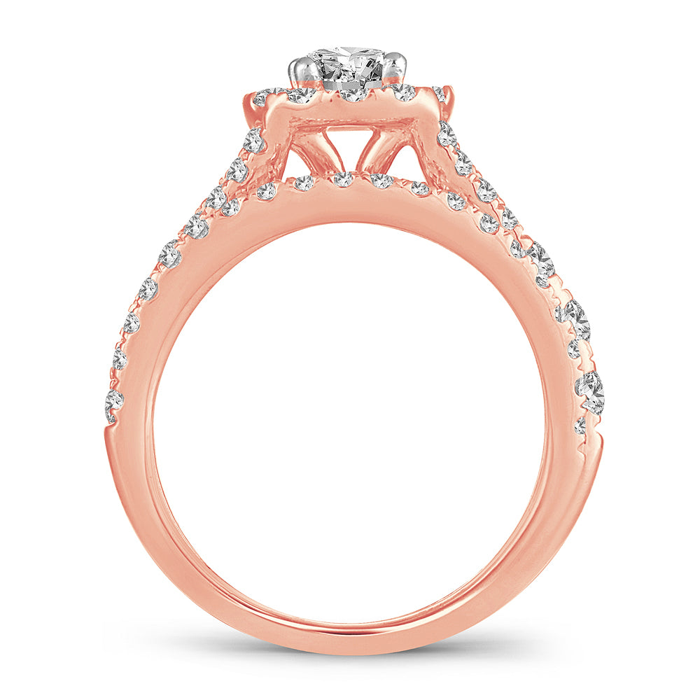 Romantic 14k Rose Gold 2CT Lab Diamond Bridal Ring