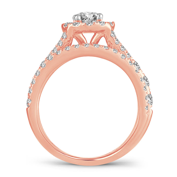 Romantic 14k Rose Gold 2CT Lab Diamond Bridal Ring