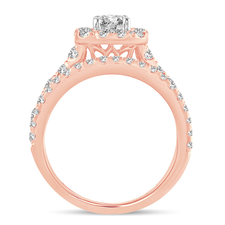 Romantic 14k Rose Gold 2CT Lab Diamond Bridal Ring
