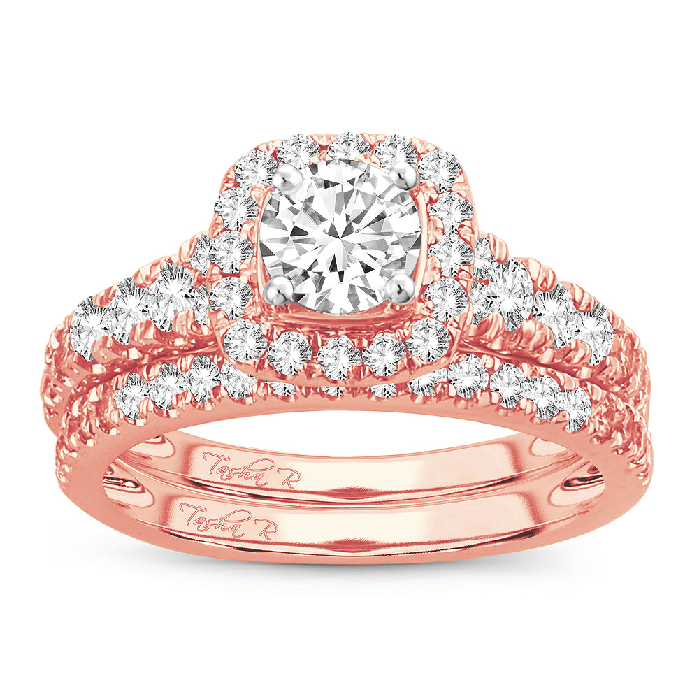 14K Rose Gold 1.00CT Diamond Bridal Ring