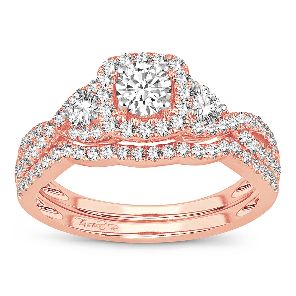 14K Rose Gold 1.00CT Diamond Bridal Ring