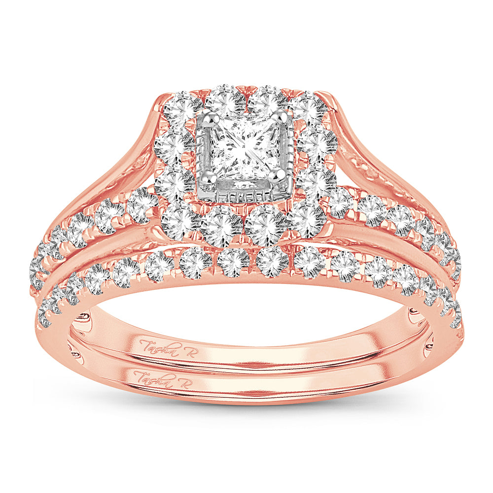 Romantic 14k Rose Gold Lab Diamond Bridal Ring (1CT)