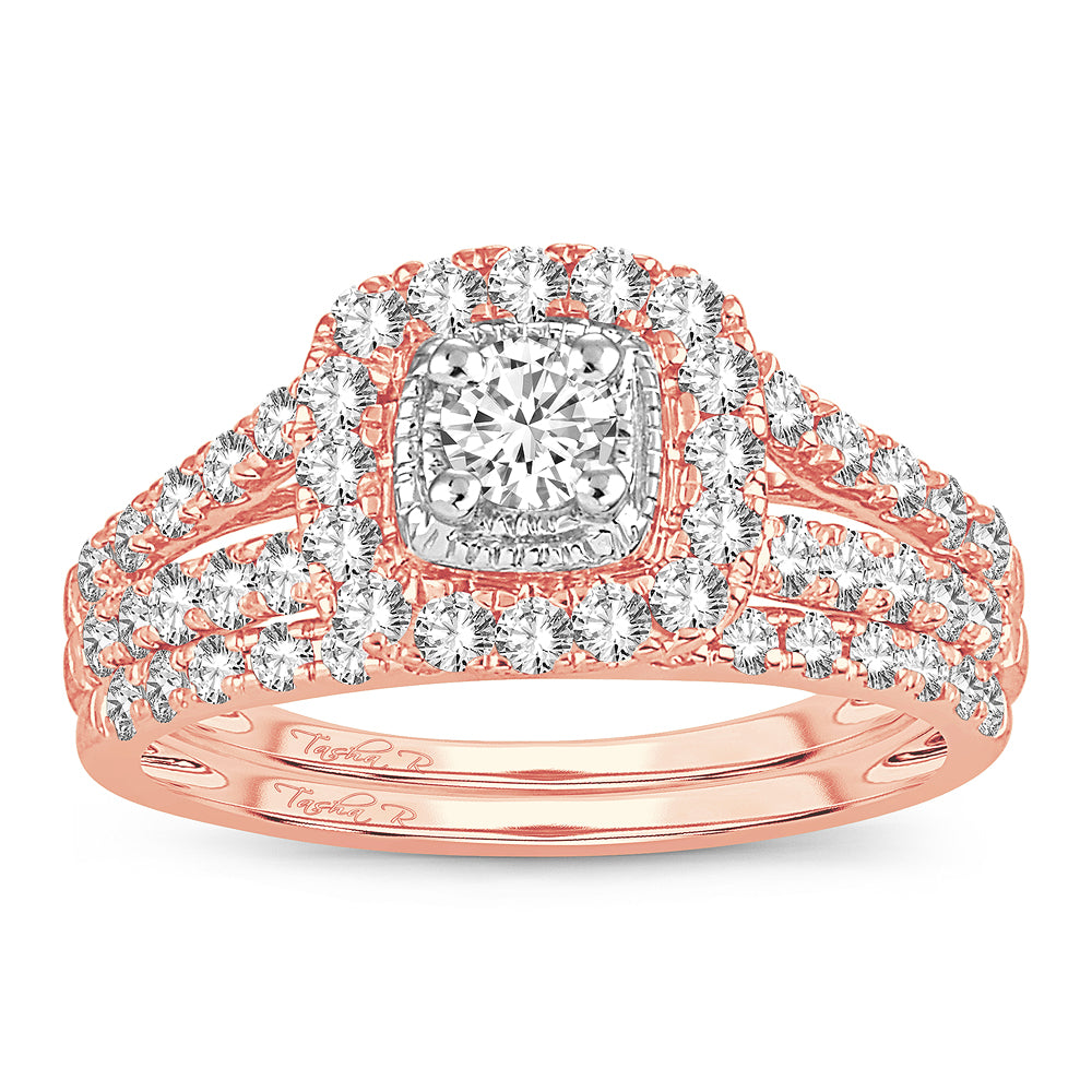 Romantic 14k Rose Gold Lab Diamond Bridal Ring (1CT)