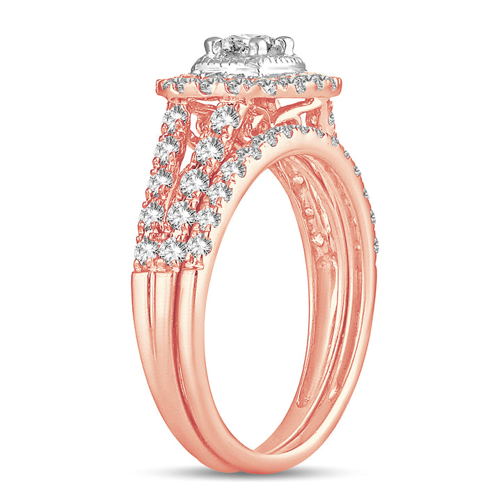 Romantic 14k Rose Gold Lab Diamond Bridal Ring (1CT)