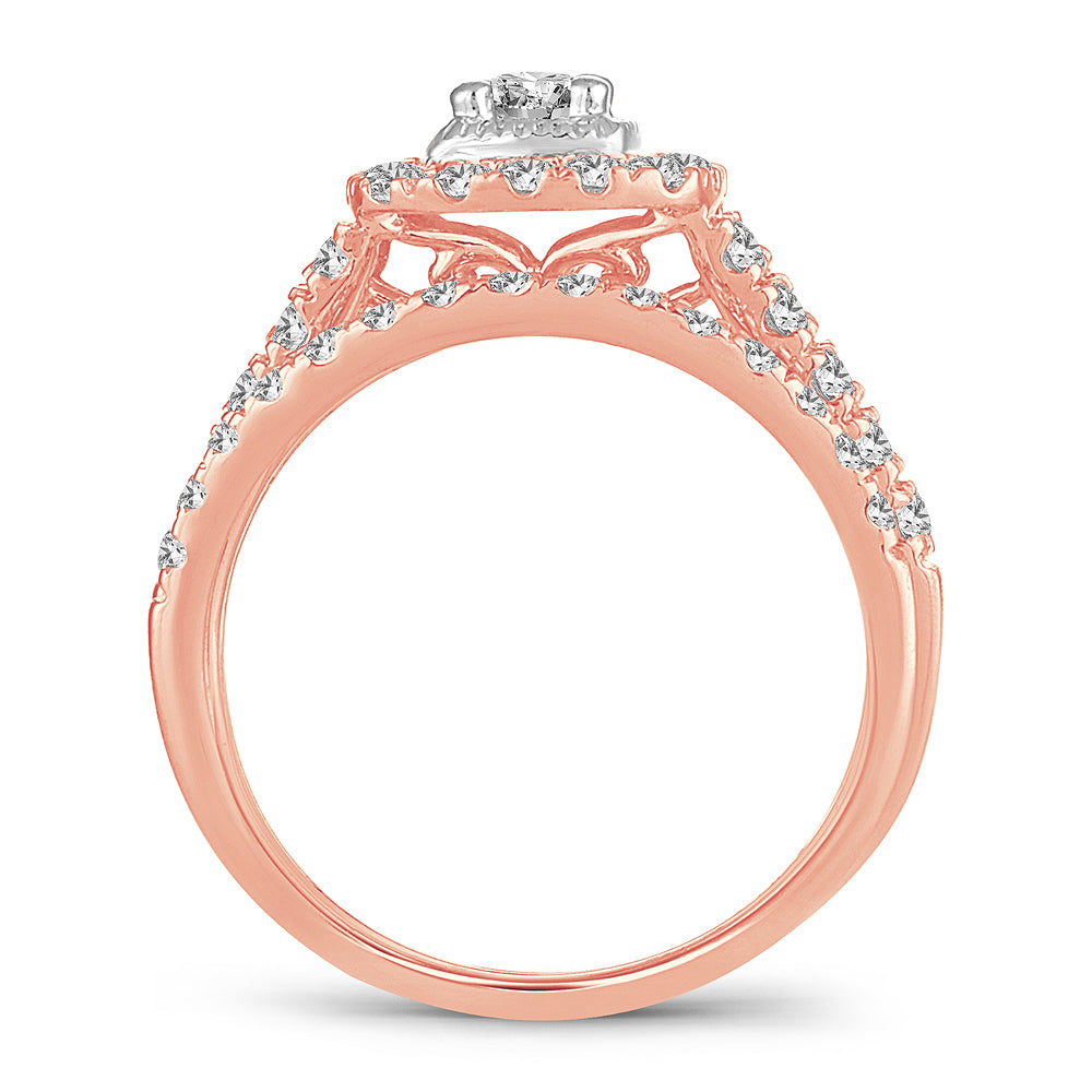 Romantic 14k Rose Gold Lab Diamond Bridal Ring (1CT)