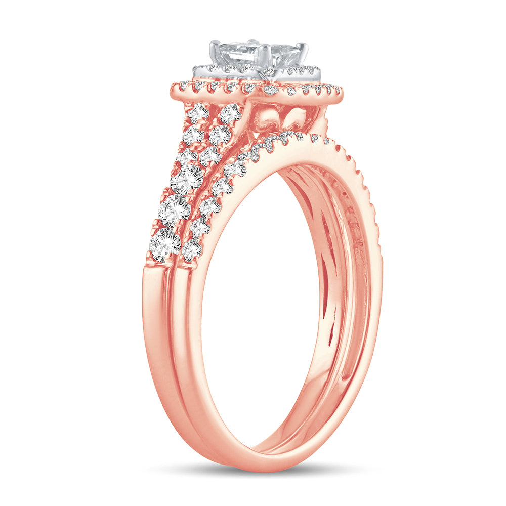 Romantic 14k Rose Gold Lab Diamond Bridal Ring (1CT)