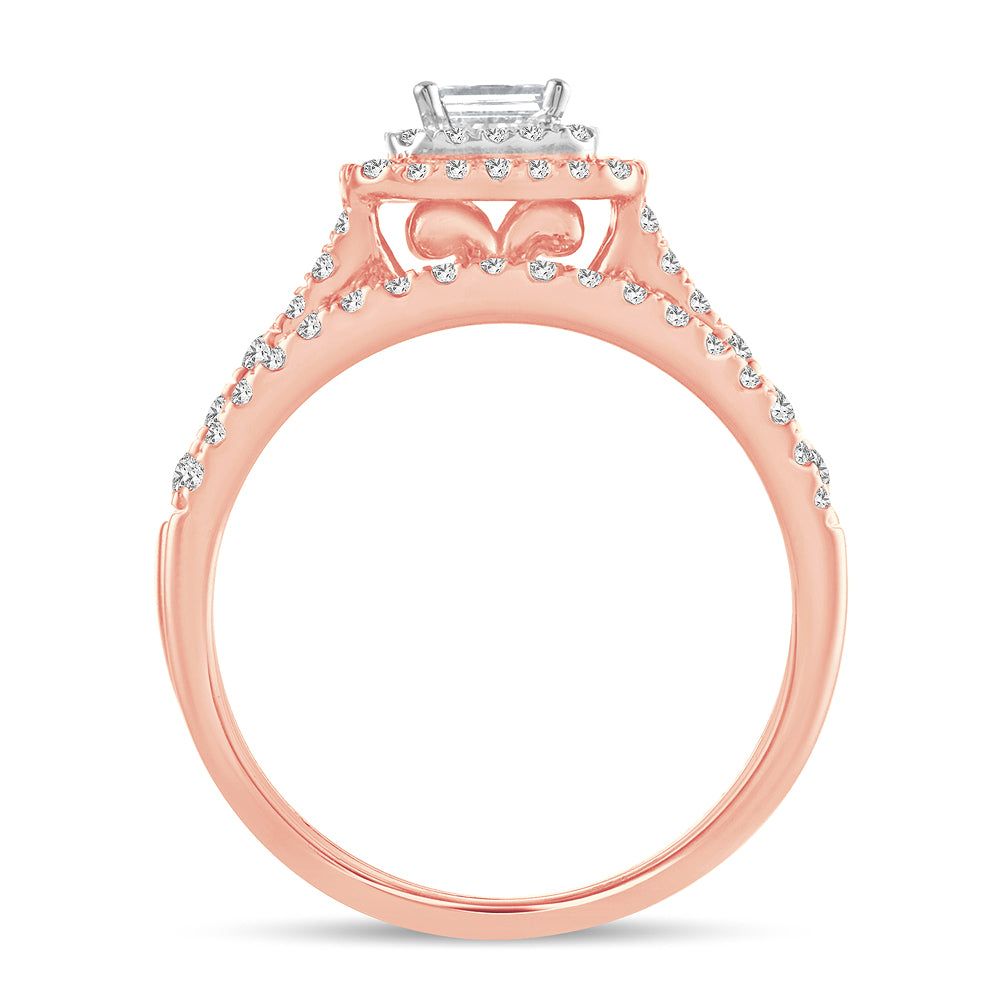 Romantic 14k Rose Gold Lab Diamond Bridal Ring (1CT)