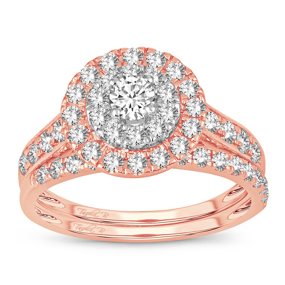 Romantic 14k Rose Gold Lab Diamond Bridal Ring (1.00CT)