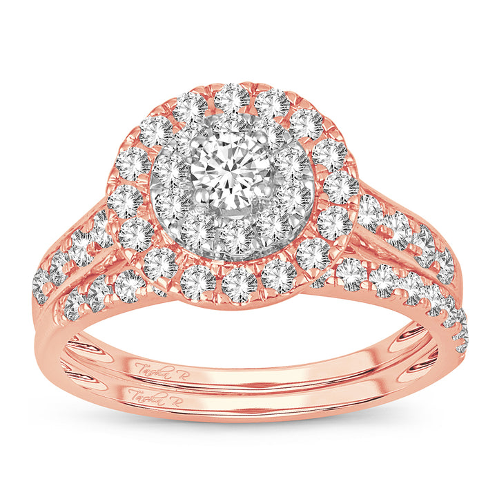 Romantic 14k Rose Gold Lab Diamond Bridal Ring (1.00CT)