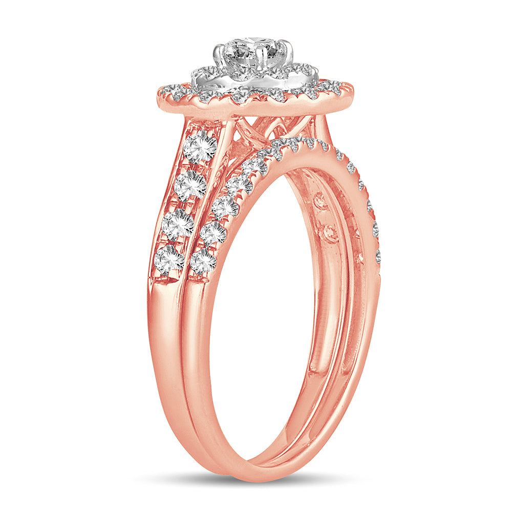 Romantic 14k Rose Gold Lab Diamond Bridal Ring (1.00CT)