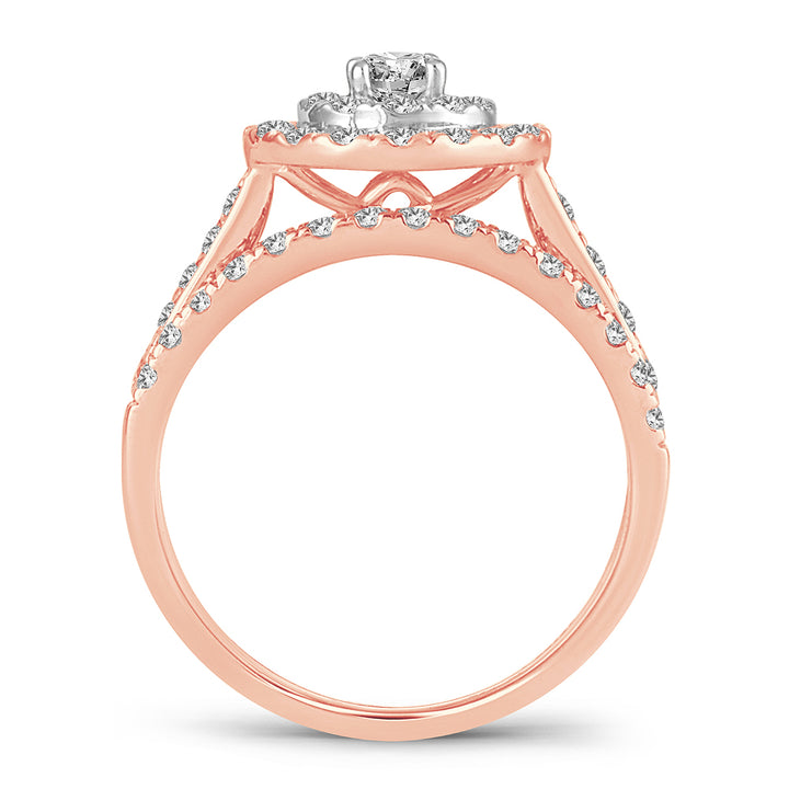 Romantic 14k Rose Gold Lab Diamond Bridal Ring (1.00CT)