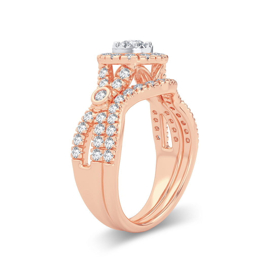 Romantic 14k Rose Gold Lab Diamond Bridal Ring (1CT)