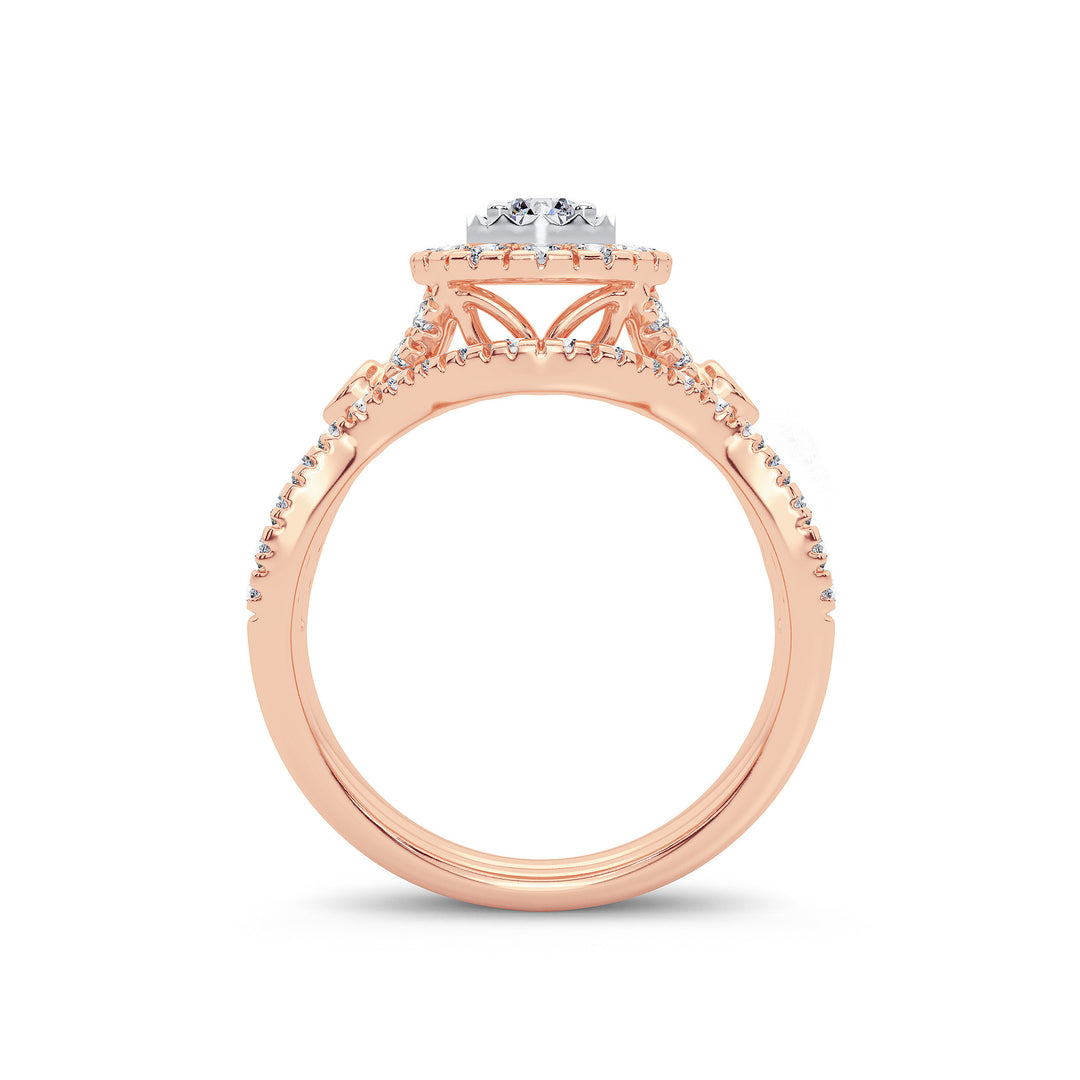 Romantic 14k Rose Gold Lab Diamond Bridal Ring (1CT)
