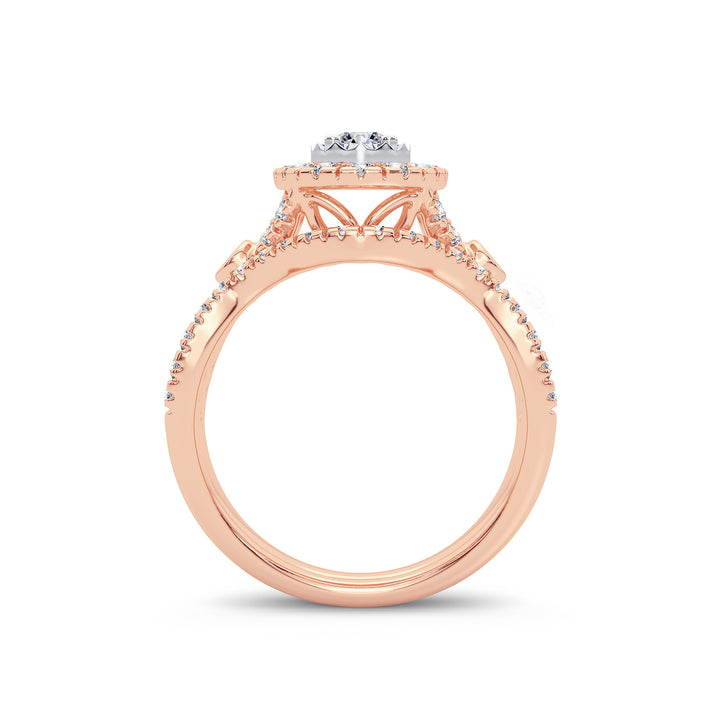 Romantic 14k Rose Gold Lab Diamond Bridal Ring (1CT)