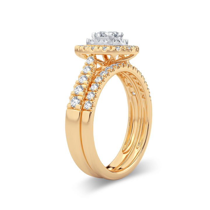 Elegant 14k Yellow Gold 1.00CT Lab Diamond Engagement Ring