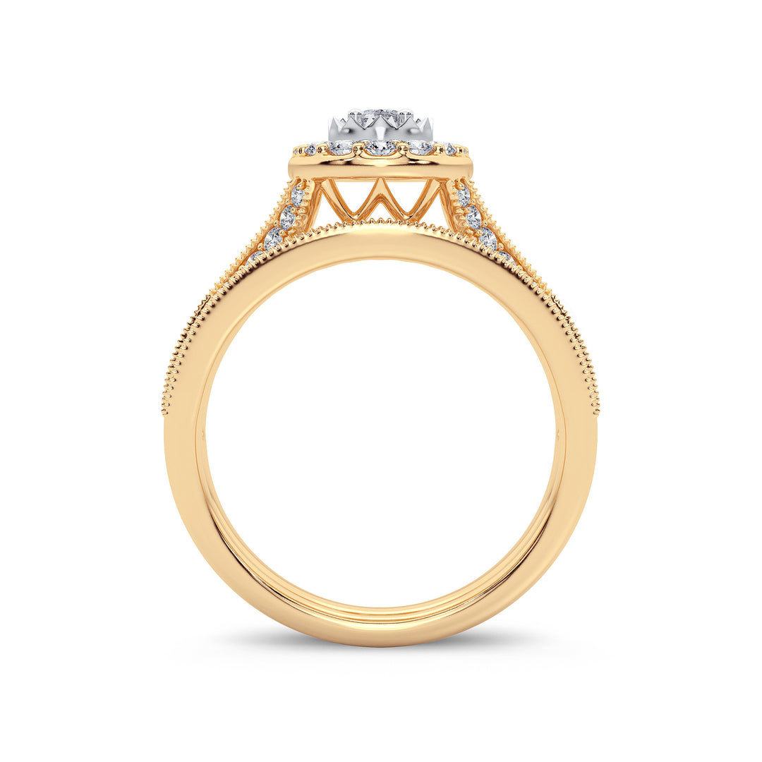 Elegant 14k Yellow Gold 1CT Lab Diamond Engagement Ring