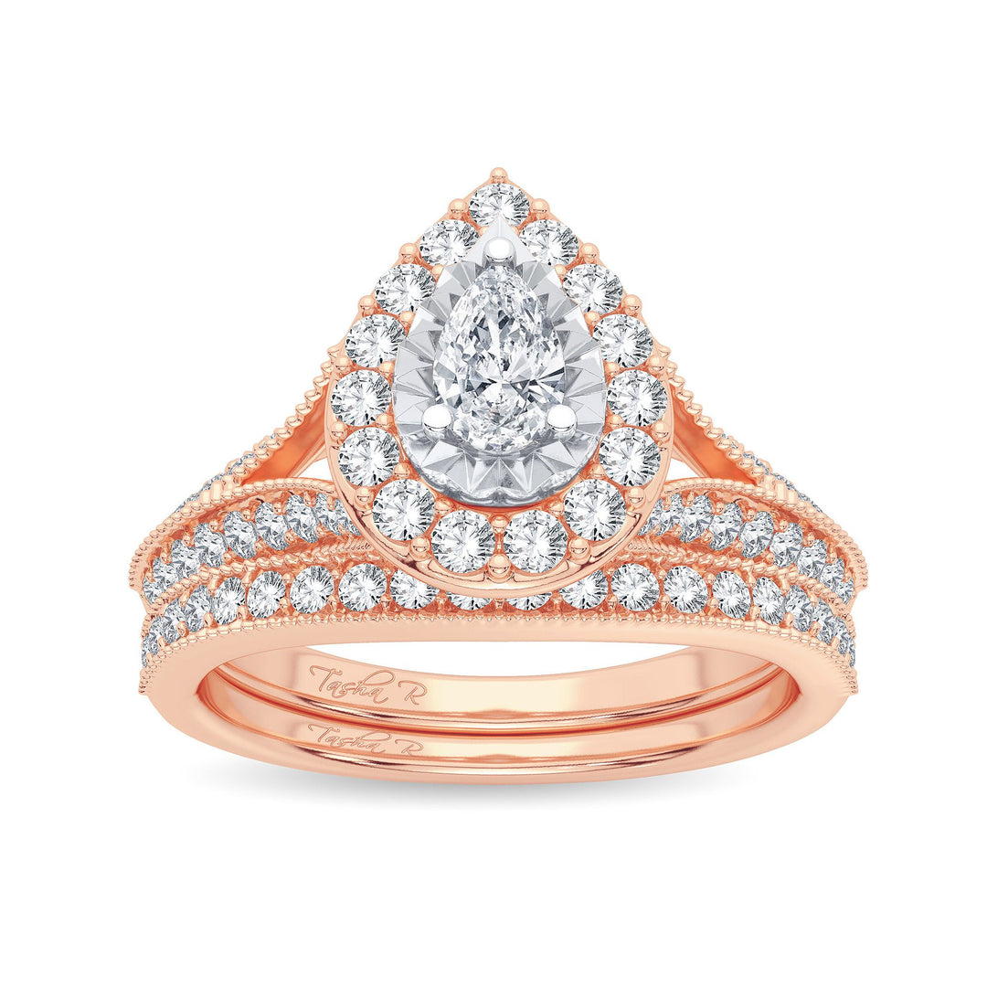 14K Rose Gold 0.96CT Diamond Bridal Ring