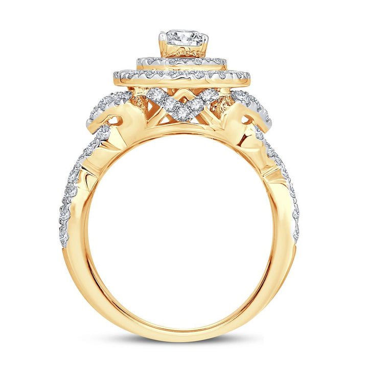 14K Yellow Gold Lab Diamond Bridal Ring - 1.75CT Brilliance