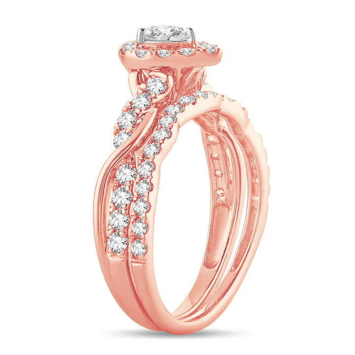 Elegant Lab-Grown 1CT Diamond Bridal Ring in Rose Gold