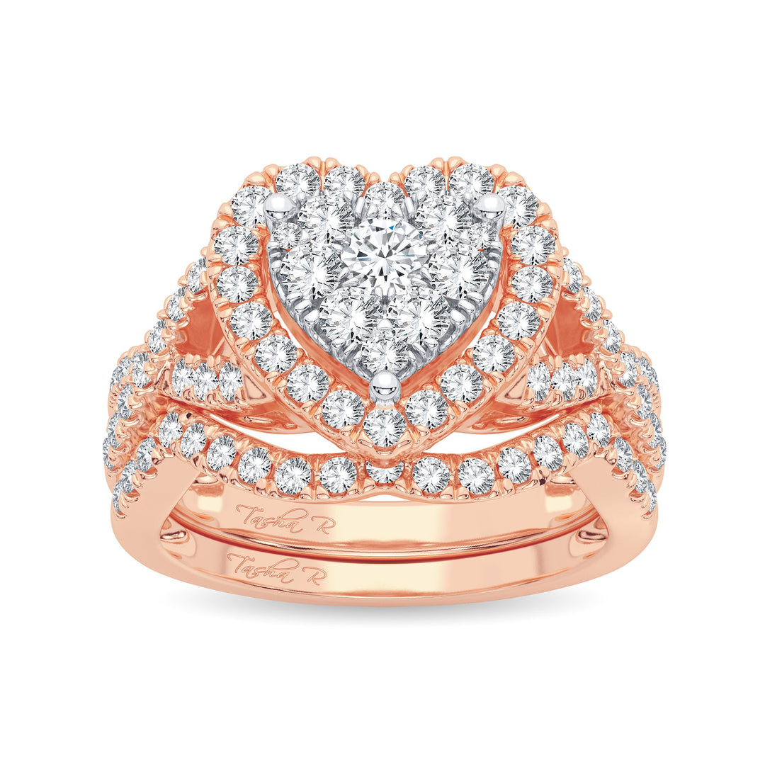 Romantic 14k Rose Gold Lab-Grown 1ct Diamond Bridal Ring