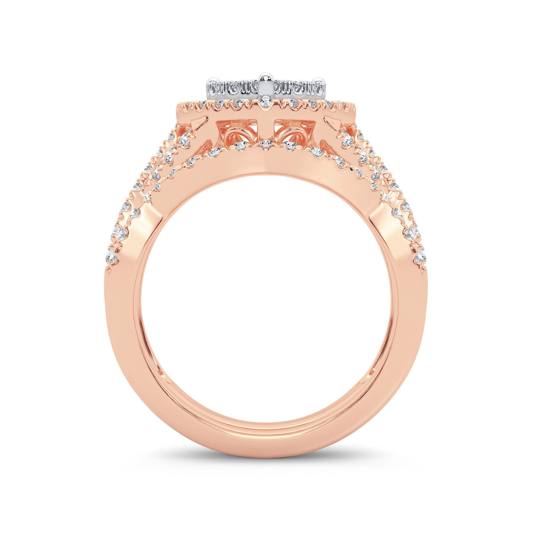 Romantic 14k Rose Gold Lab-Grown 1ct Diamond Bridal Ring