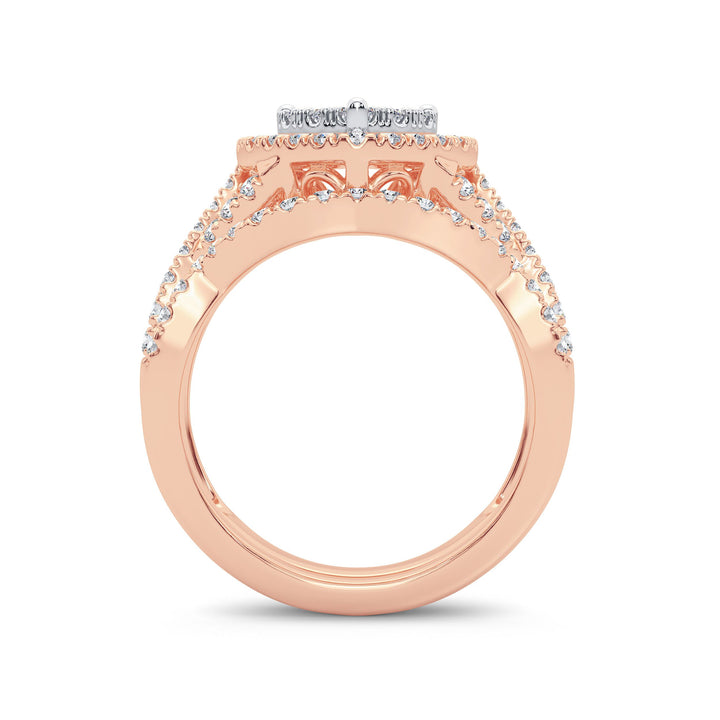 Romantic 14k Rose Gold Lab-Grown 1ct Diamond Bridal Ring