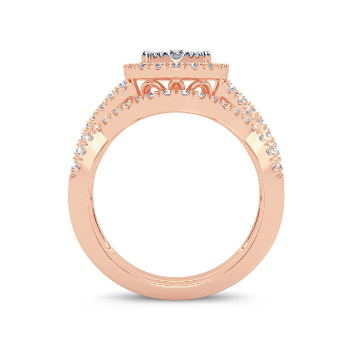 14K Yellow Gold 1CT Lab Diamond Bridal Ring Elegance