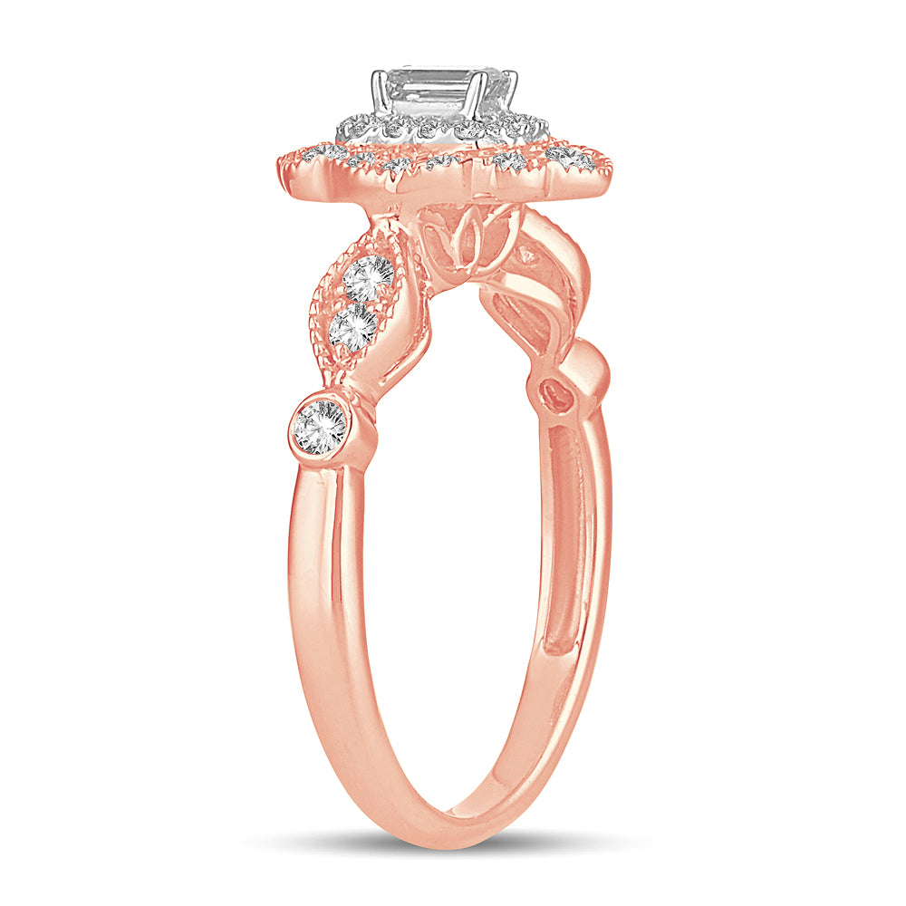 Romantic Rose Gold Lab Diamond Engagement Ring (0.5 CT)