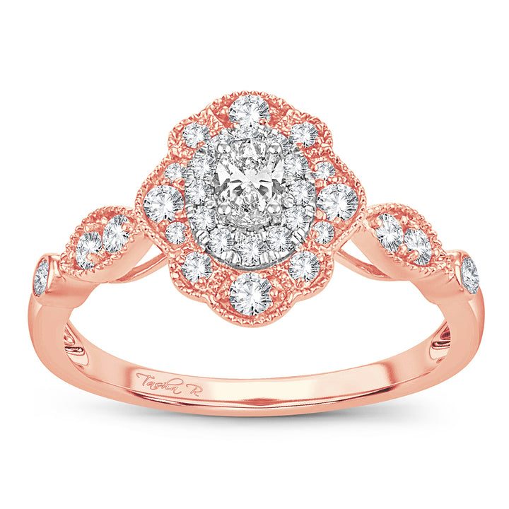 Romantic 14k Rose Gold Lab Diamond Engagement Ring (0.50ct)