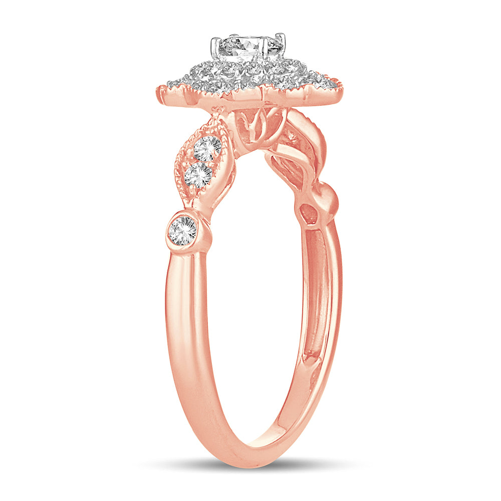 Romantic 14k Rose Gold Lab Diamond Engagement Ring (0.50ct)