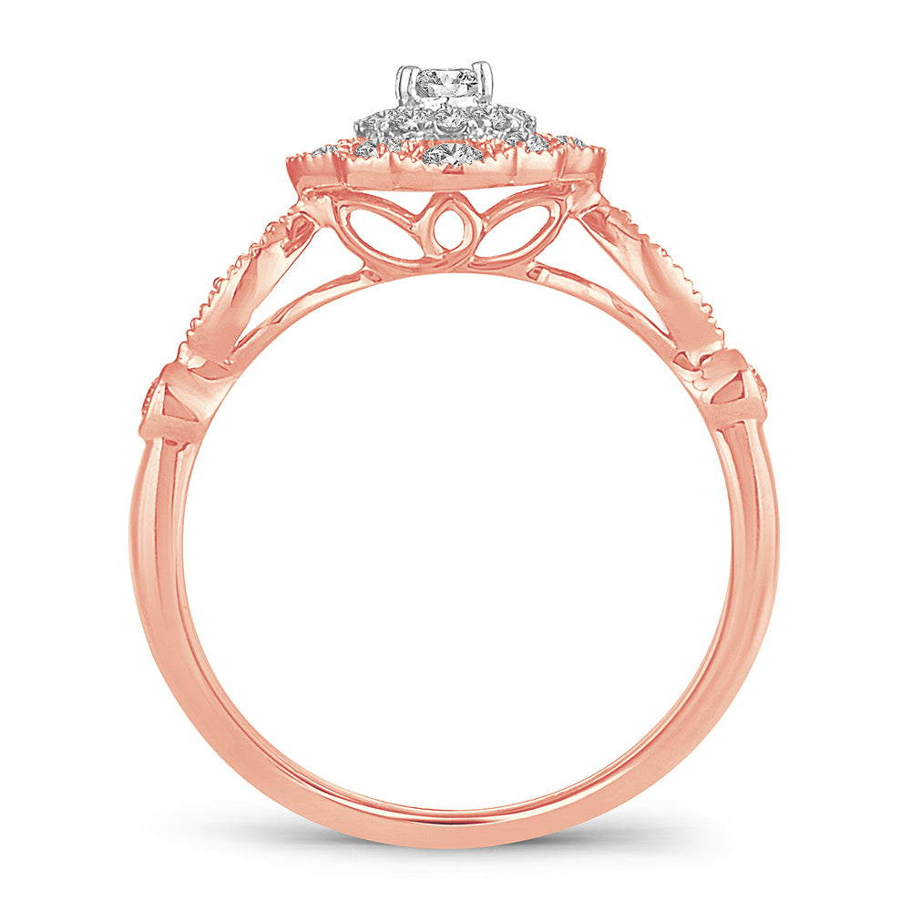 Romantic 14k Rose Gold Lab Diamond Engagement Ring (0.50ct)