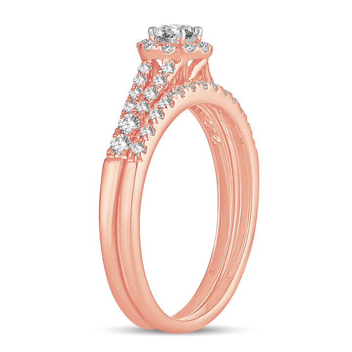 Romantic 14k Rose Gold Lab Diamond Bridal Ring (0.50CT)