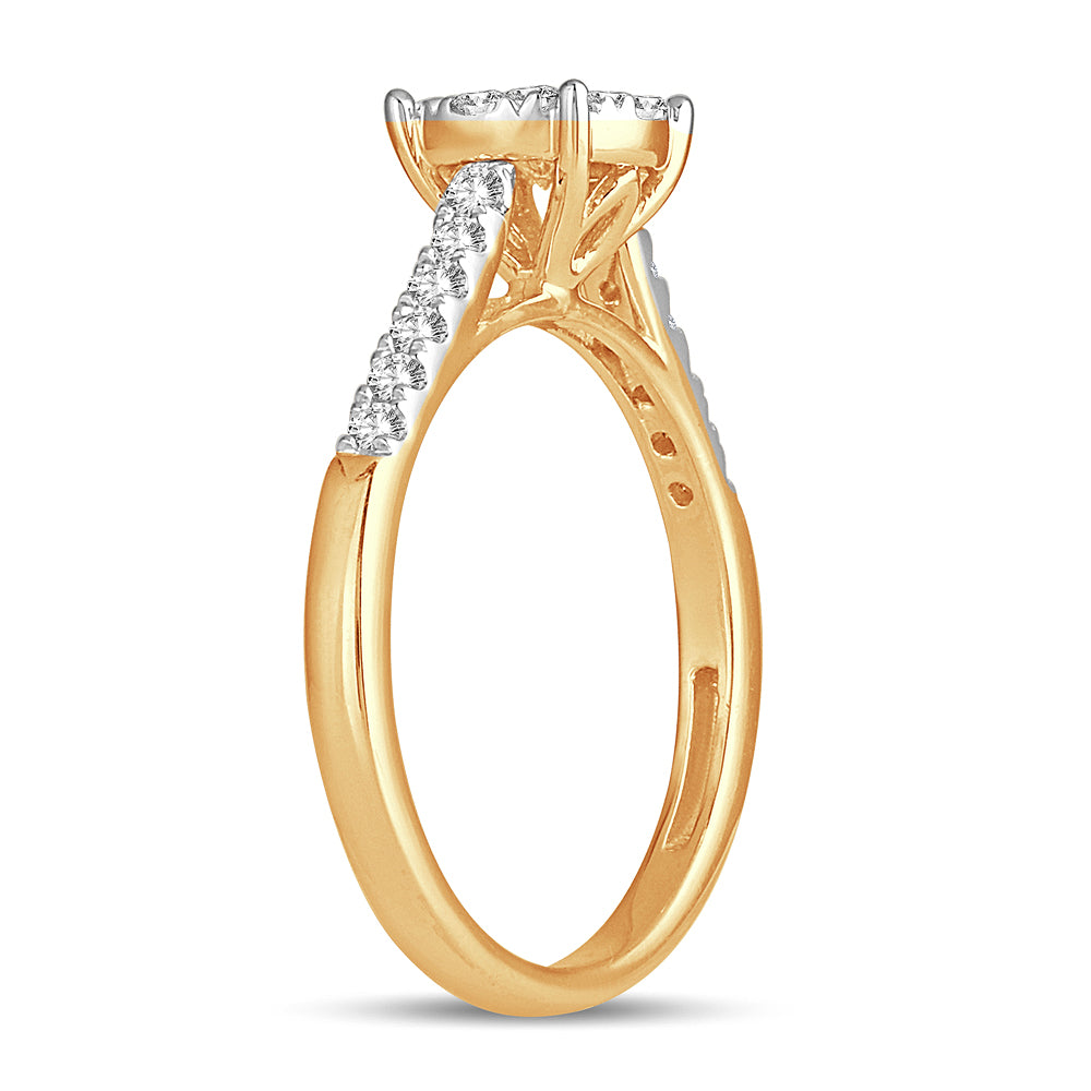 Luminous 14k Yellow Gold Lab Diamond Engagement Ring 0.5CT
