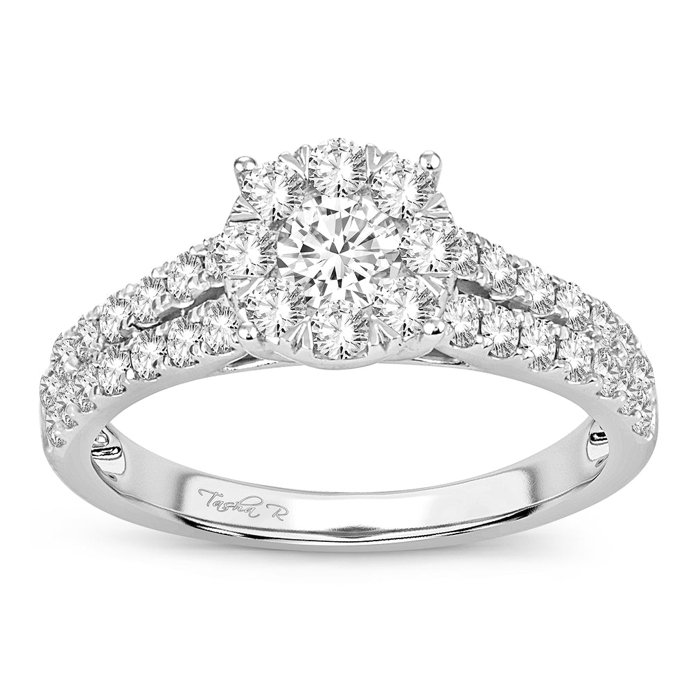 Brilliant 14k White Gold 1CT Lab Diamond Engagement Ring