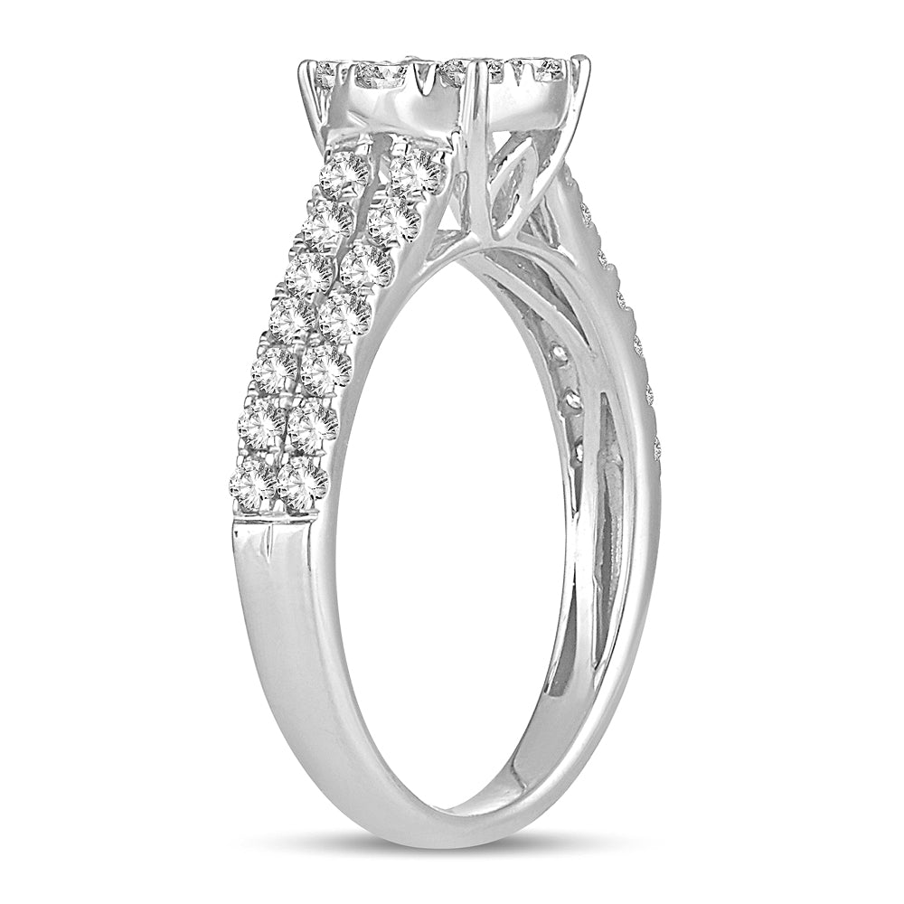 Brilliant 14k White Gold 1CT Lab Diamond Engagement Ring
