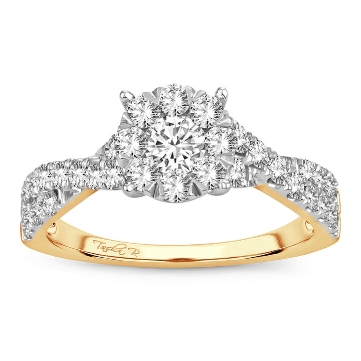 Brilliant 14k Yellow Gold 1CT Lab Diamond Engagement Ring