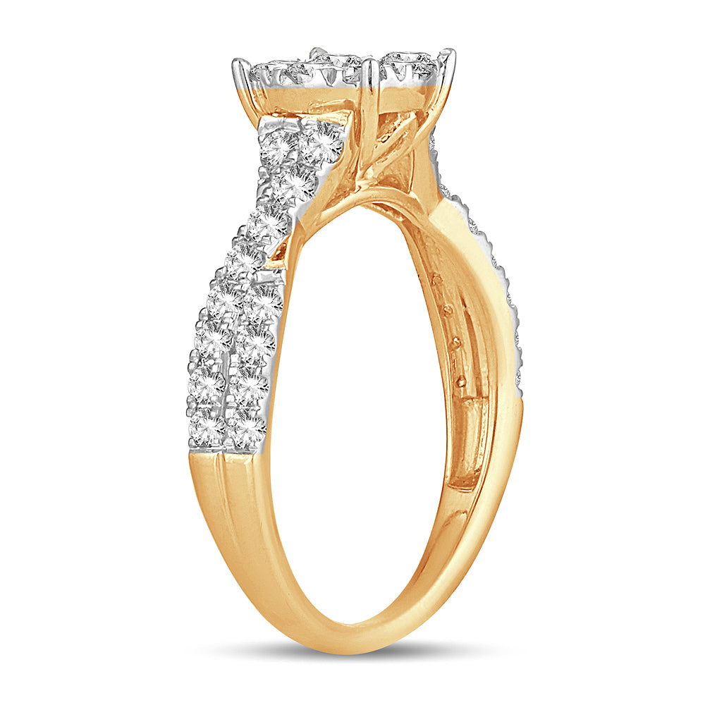 Brilliant 14k Yellow Gold 1CT Lab Diamond Engagement Ring