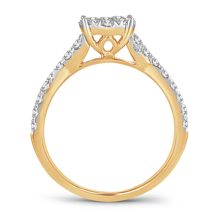 Brilliant 14k Yellow Gold 1CT Lab Diamond Engagement Ring