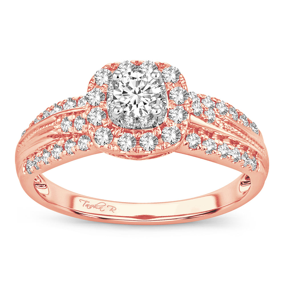 Romantic 14k Rose Gold Lab Diamond Engagement Ring 0.62CT