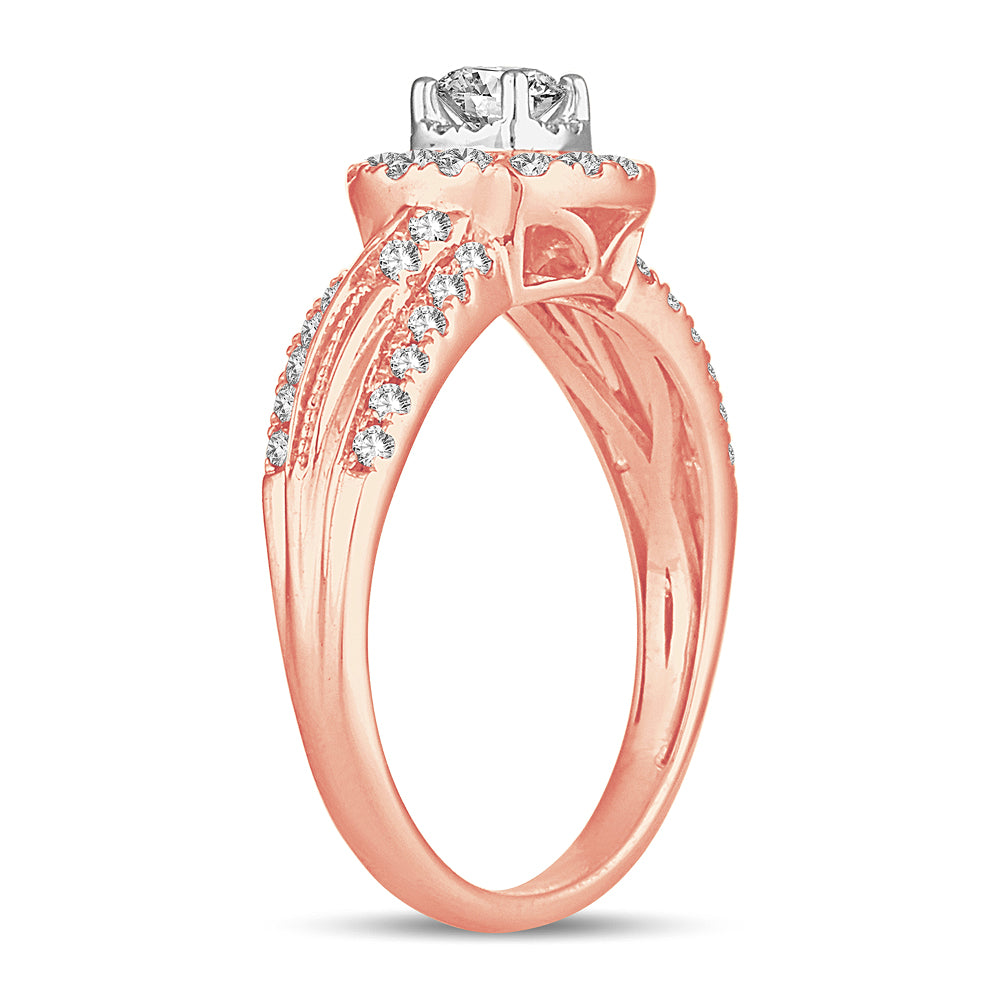 Romantic 14k Rose Gold Lab Diamond Engagement Ring 0.62CT