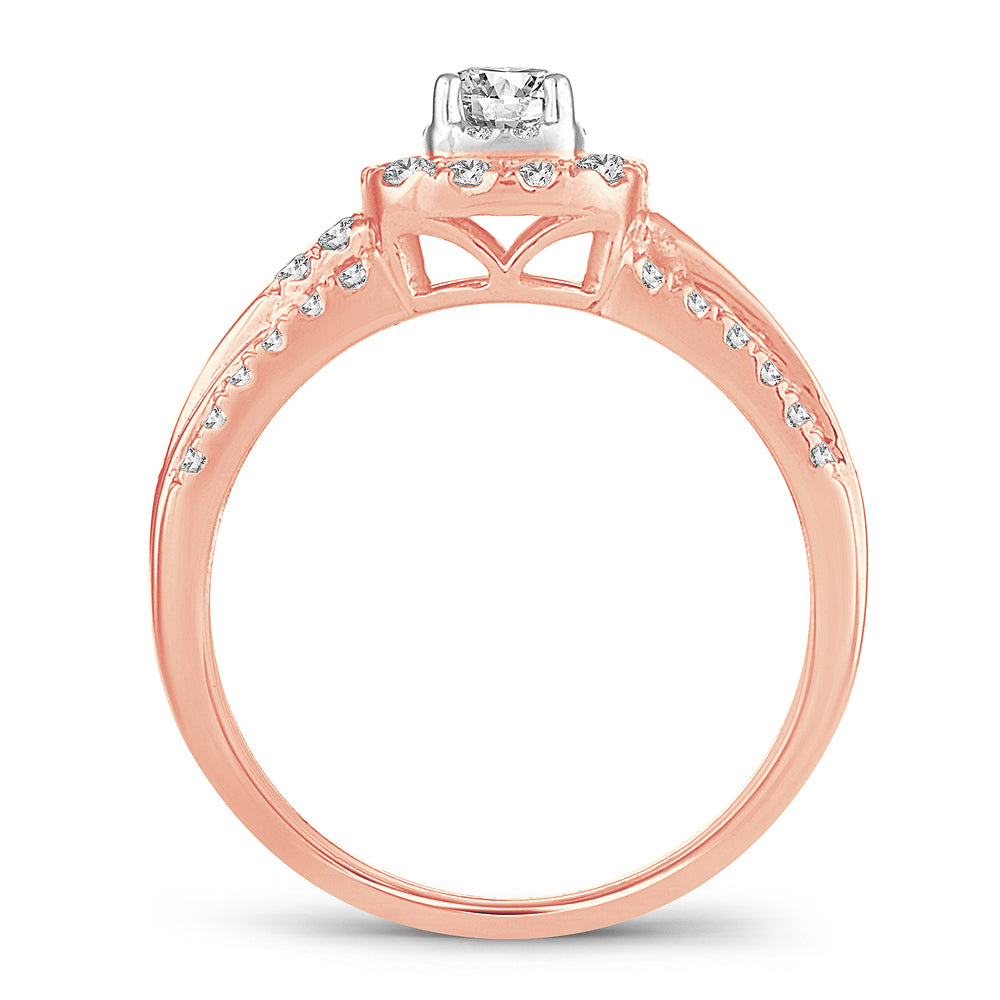 Romantic 14k Rose Gold Lab Diamond Engagement Ring 0.62CT