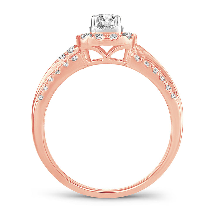 Romantic 14k Rose Gold Lab Diamond Engagement Ring 0.62CT
