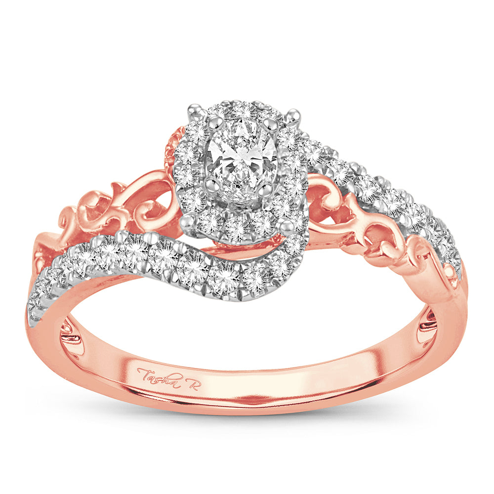 Romantic 14k Rose Gold Lab Diamond Engagement Ring (0.50CT)