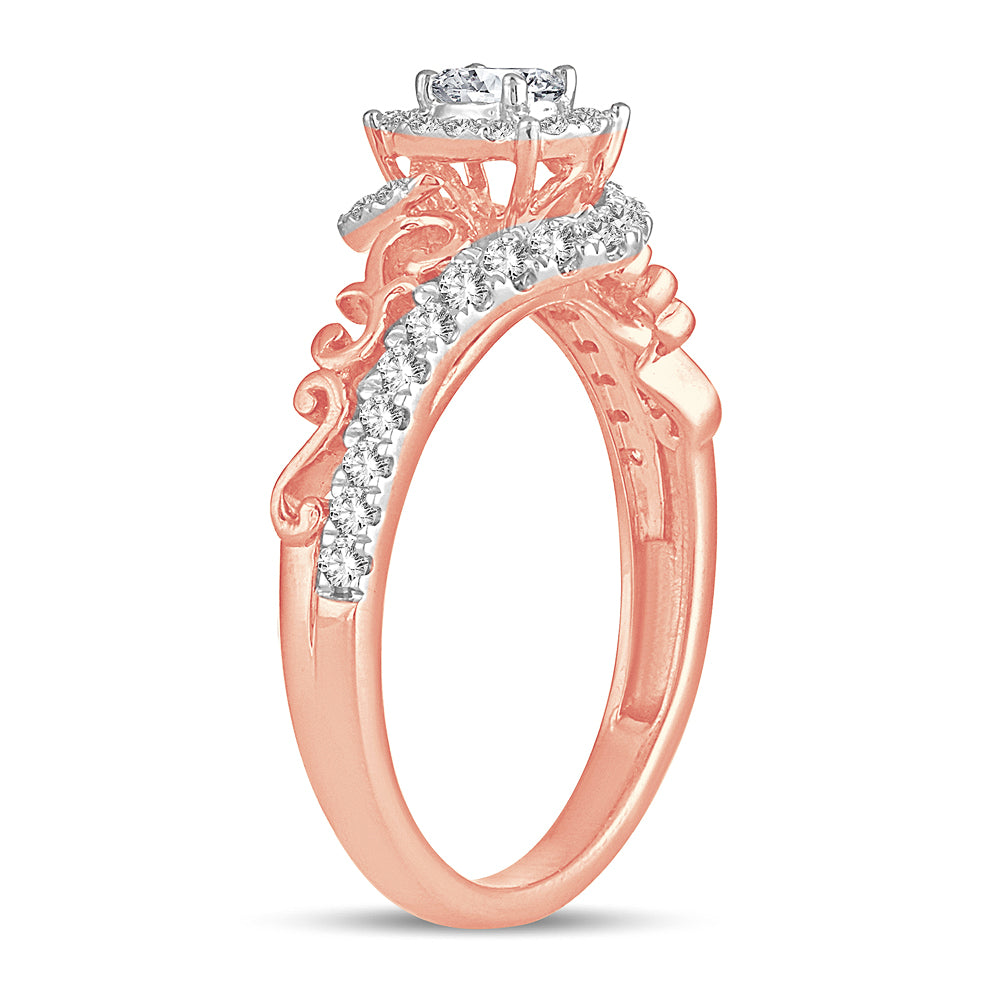 Romantic 14k Rose Gold Lab Diamond Engagement Ring (0.50CT)
