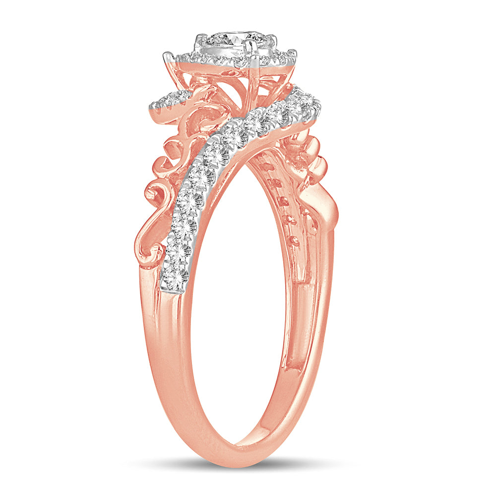Romantic 14k Rose Gold Lab Diamond Engagement Ring (0.50 CT)