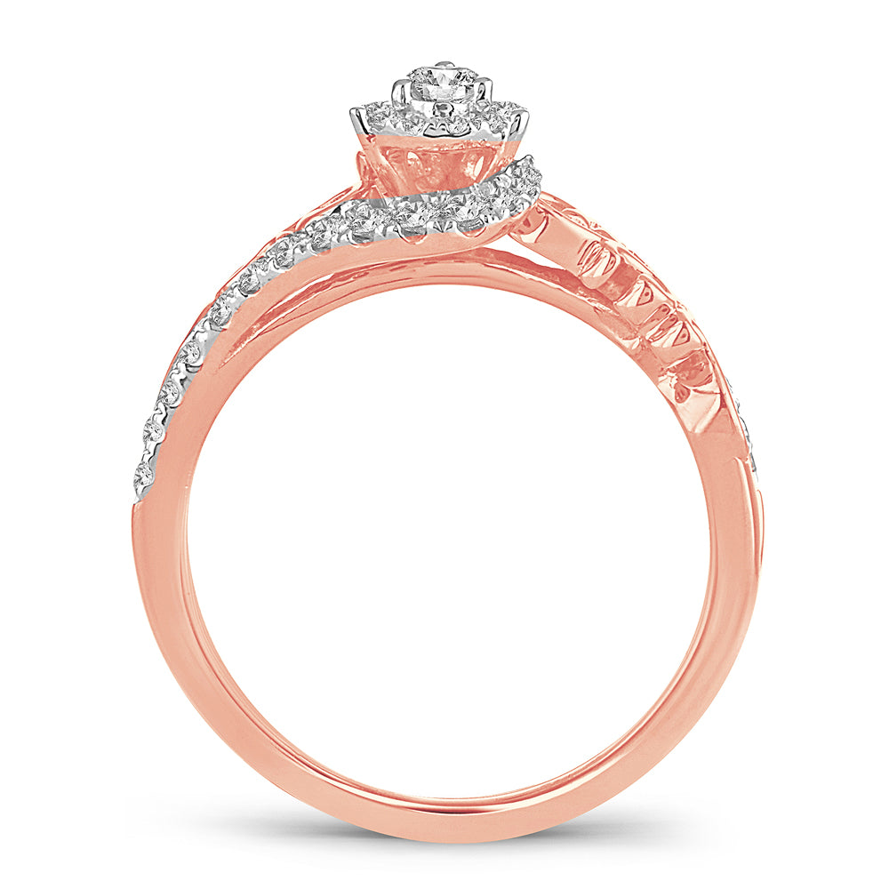 Romantic 14k Rose Gold Lab Diamond Engagement Ring (0.50 CT)