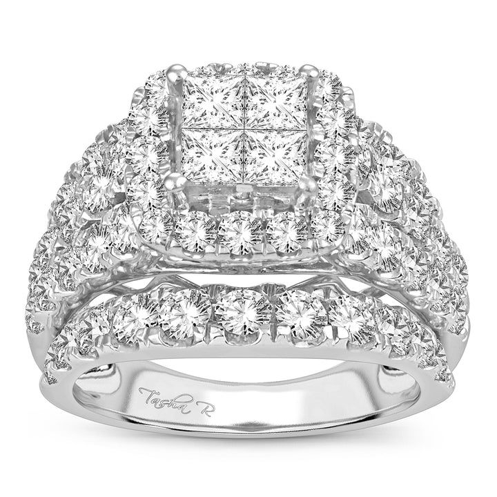Brilliant 14k White Gold 4CT Lab Diamond Bridal Ring