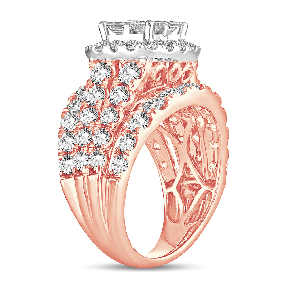 Romantic 14k Rose Gold 4CT Lab Diamond Bridal Ring